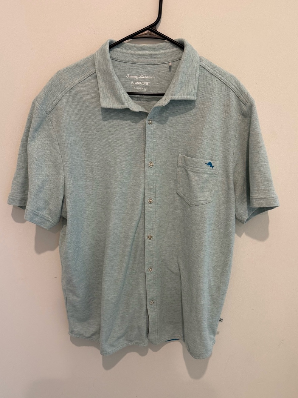 Tommy Bahama Men's Pale Green Button-Down Polo Shirt